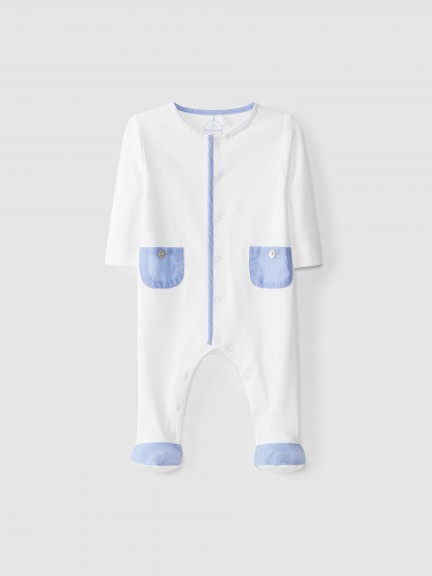 Babygrow with striped fabric details