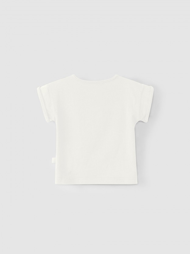 Cotton t-shirt with rolled-up sleeves