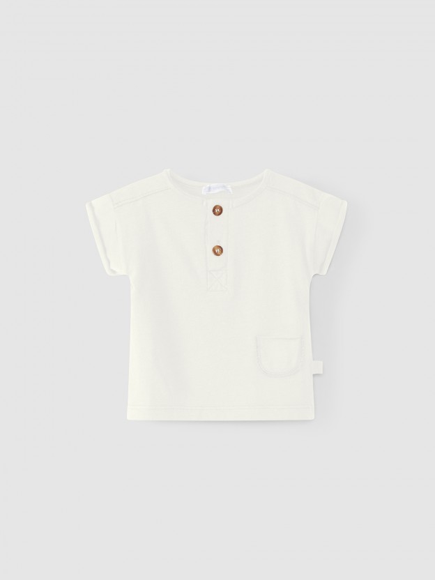 Cotton t-shirt with rolled-up sleeves