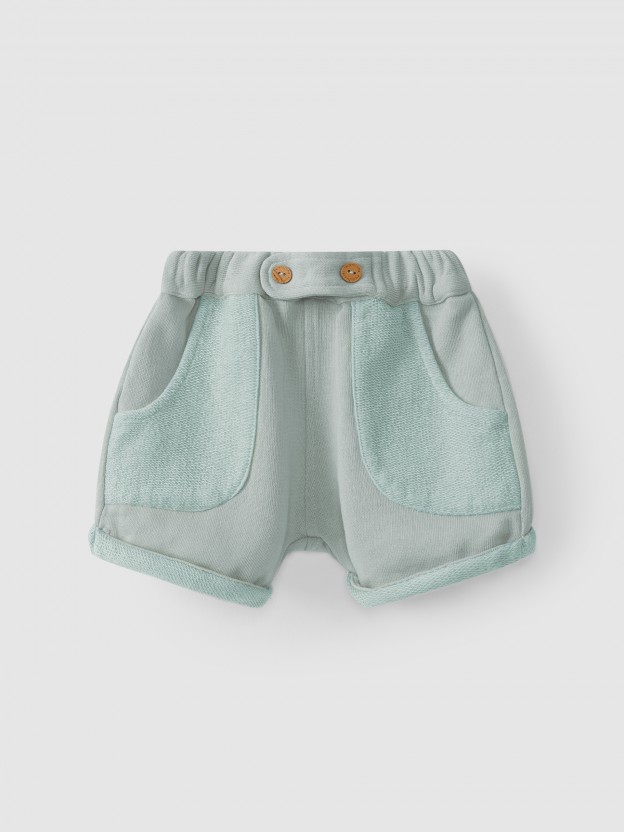 Pull-up cotton jersey shorts