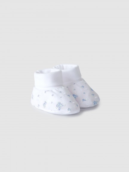 Cotton booties with fabric detail