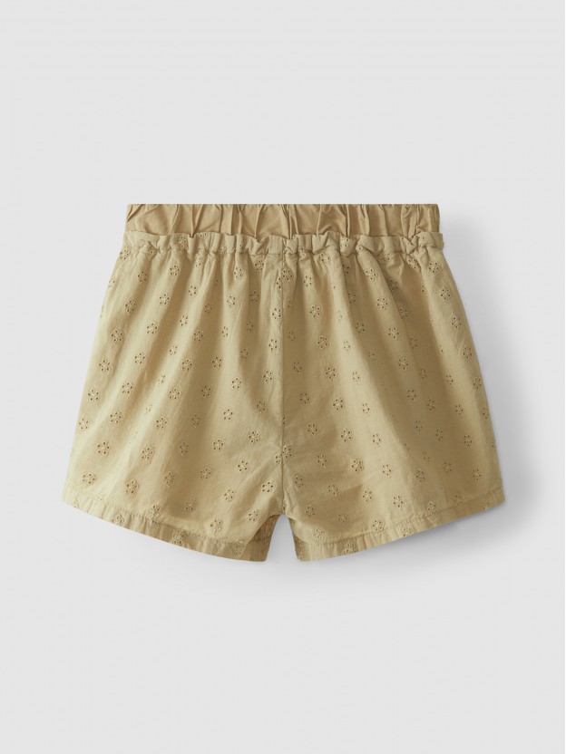 Embroidered pull-up shorts