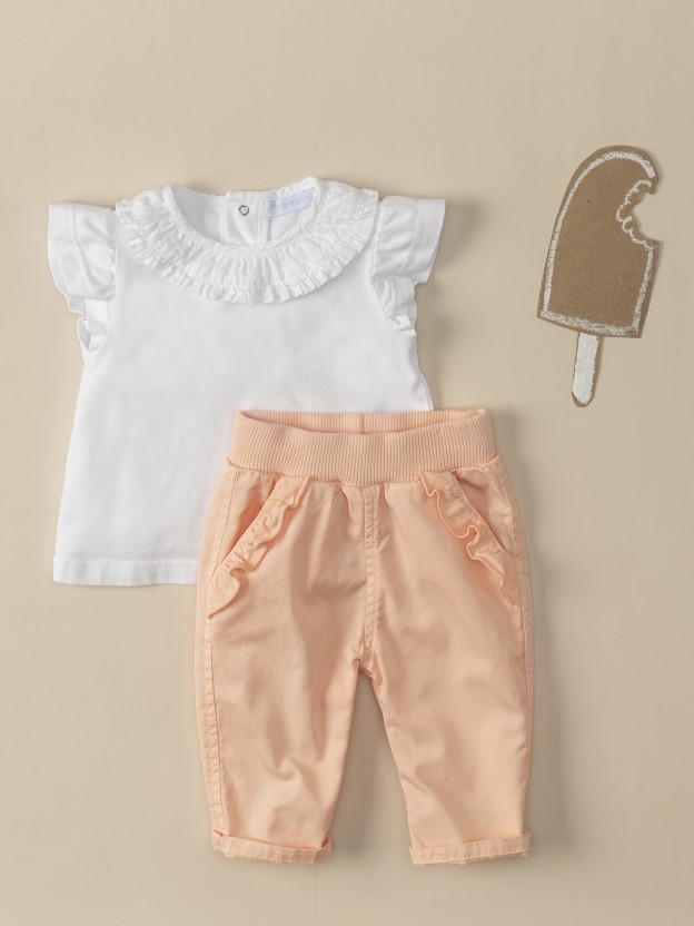 T-shirt gola de folho T-shirt gola de folho