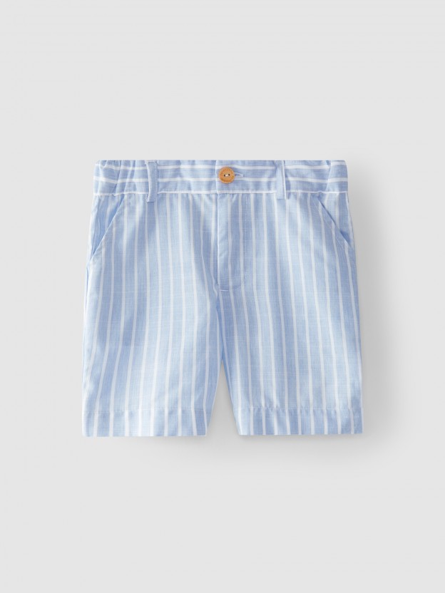 Striped fabric shorts