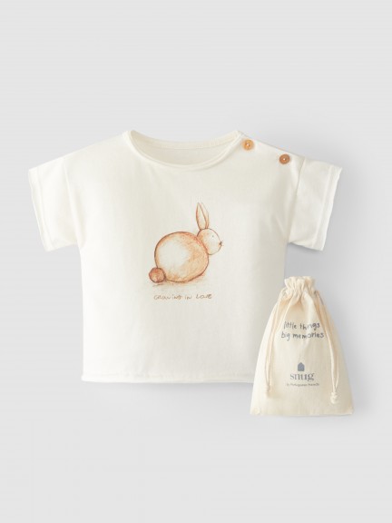 T-shirt coelho com saco de oferta