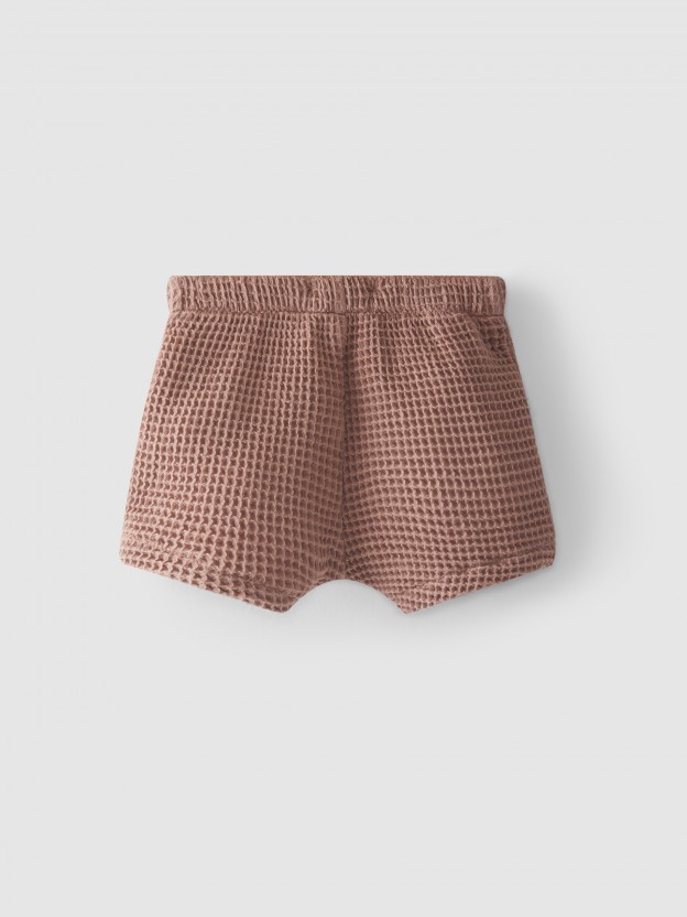 Pantalones cortos pull-up de tejido waffle