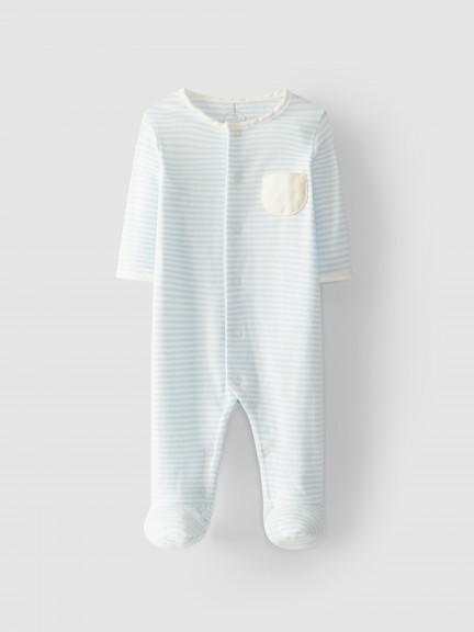 Striped babygrow without collar