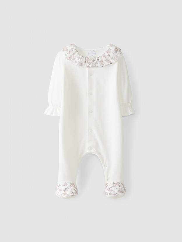 Babygrow with floral collar