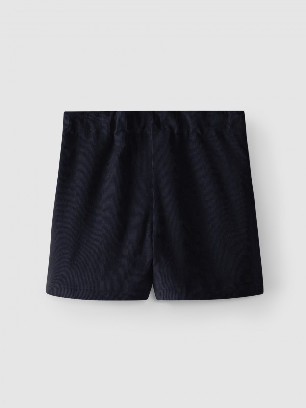 Corduroy shorts with decorative buttons