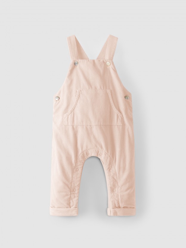 Micro-corduroy dungarees with pocket