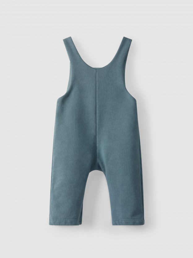 Plush dungarees with pocket