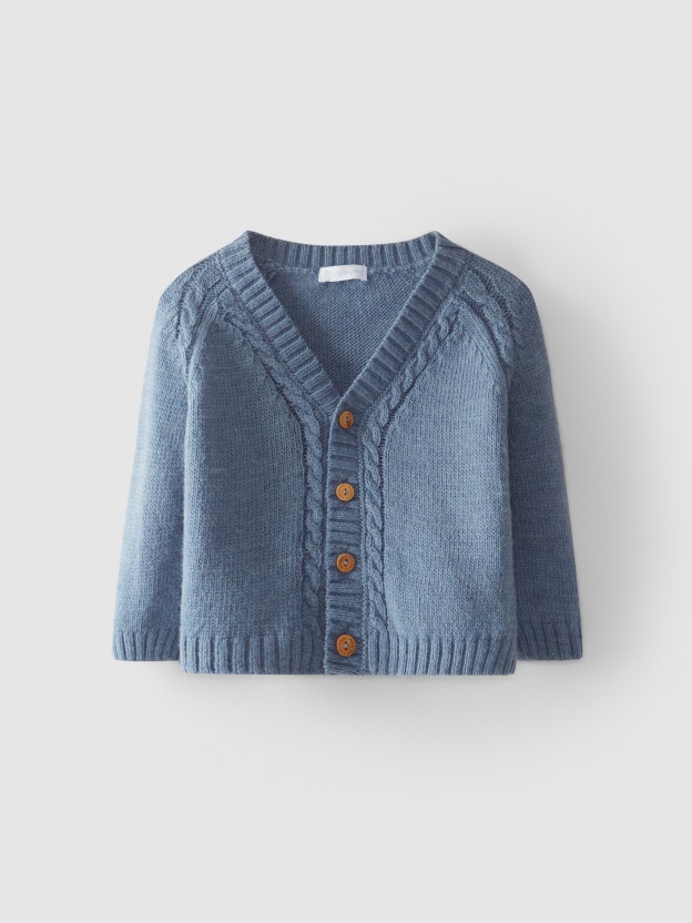 Knitted cardigan with braided detail