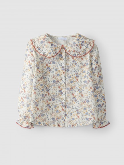 Blusa flores algodón texturizado