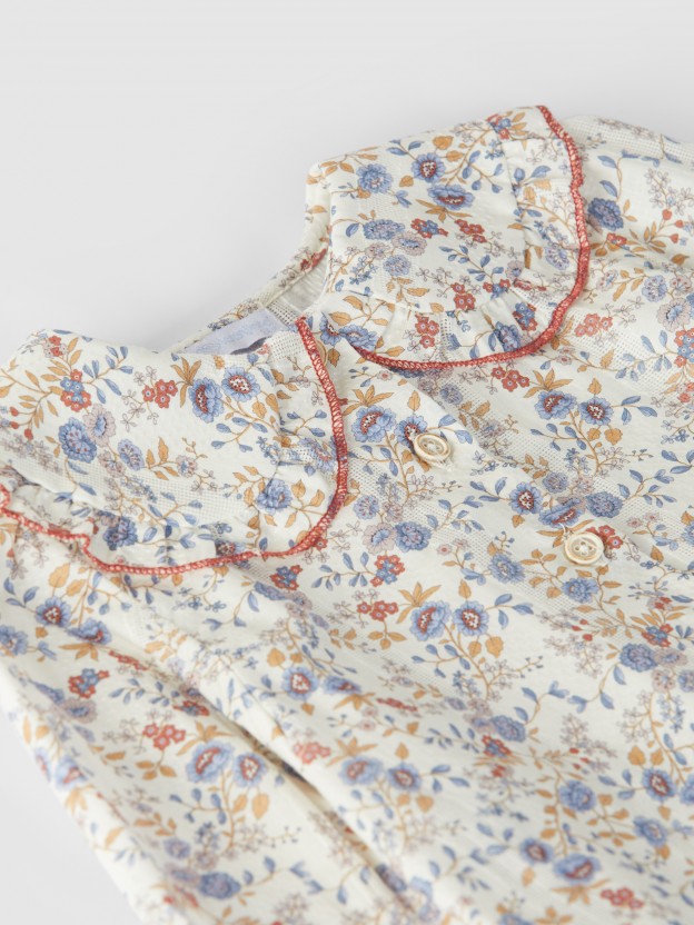 Textured cotton floral blouse