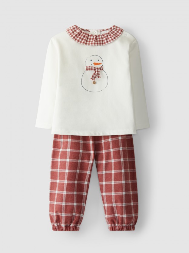 Pijama Natal gola de folho