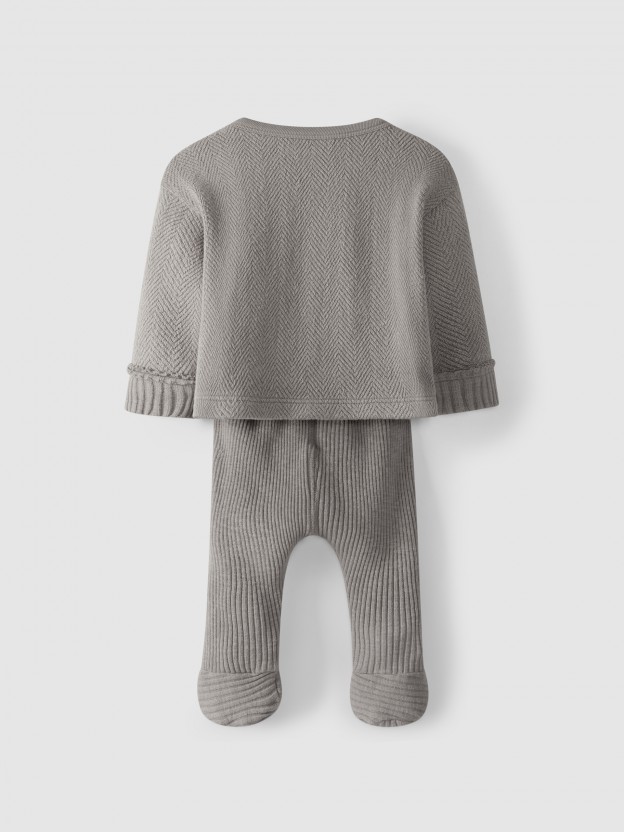 Ribbed jersey sweater and pants set