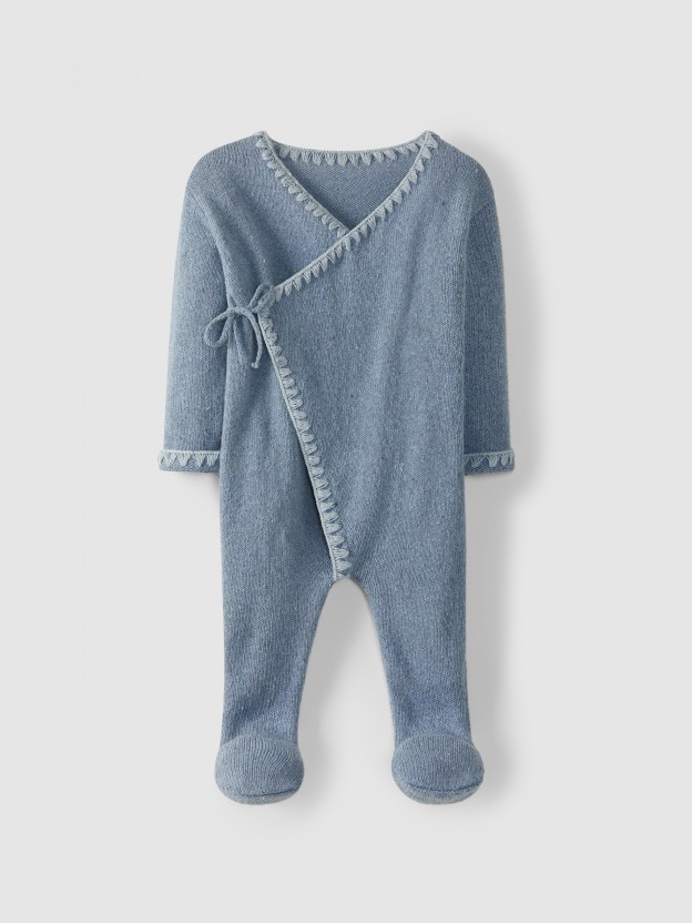 Knitted crossover babygrow