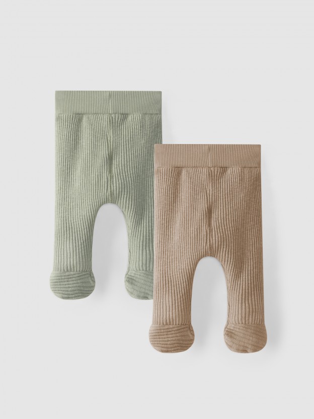Kit duas calças malha canelada Kit duas calças malha canelada