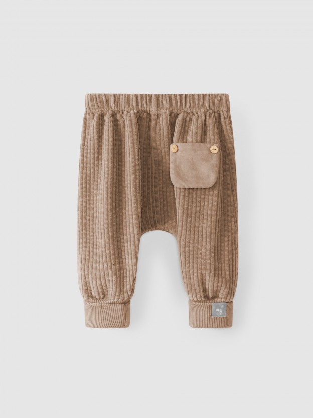 Corduroy pants with pocket