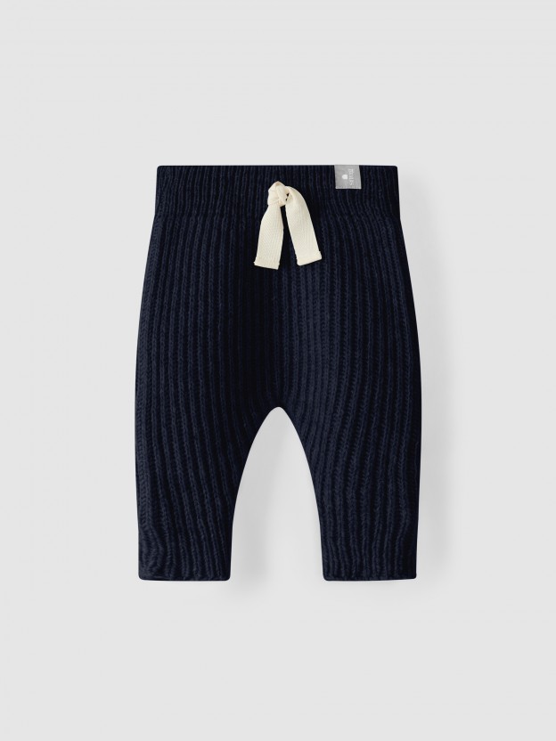 Pantalon tricoté maille cannelée