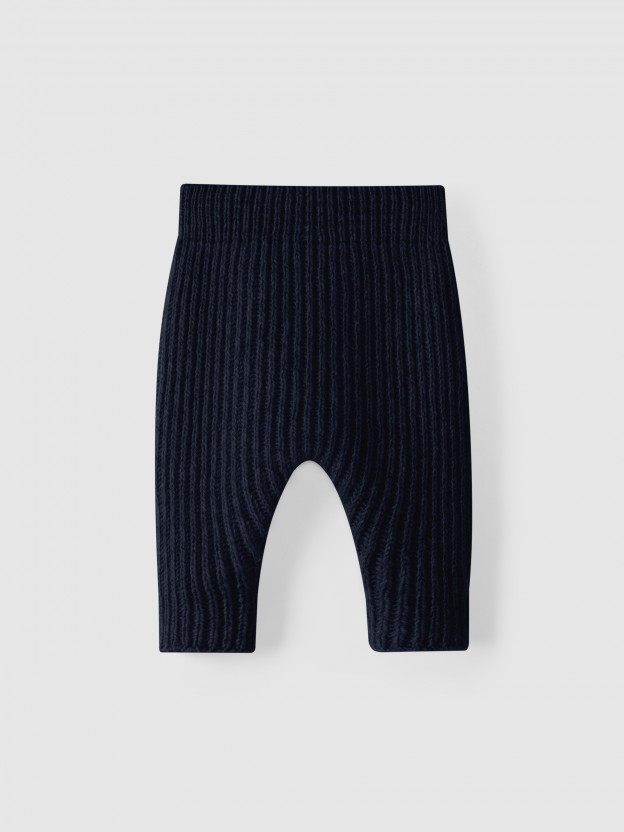 Pantalon tricoté maille cannelée