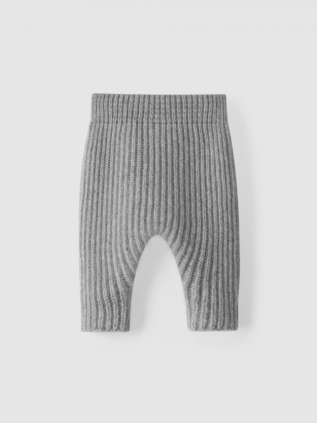 Pantalon tricoté maille cannelée Pantalon tricoté maille cannelée
