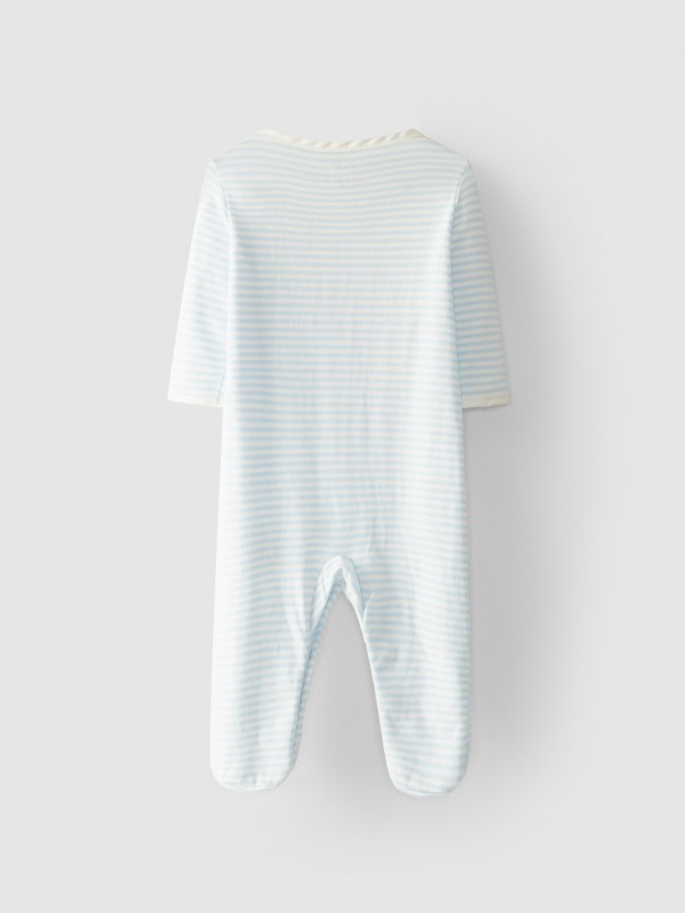Striped babygrow without collar