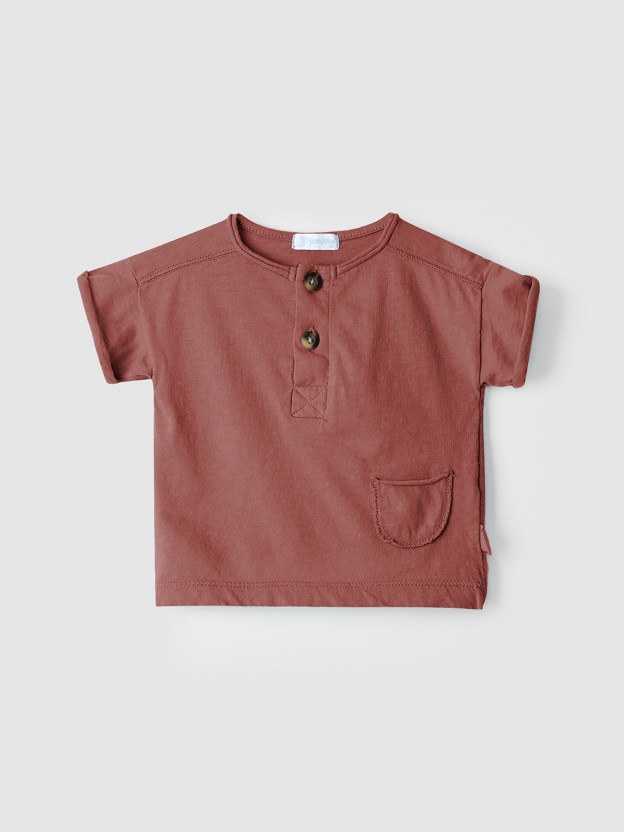 Cotton t-shirt with rolled-up sleeves