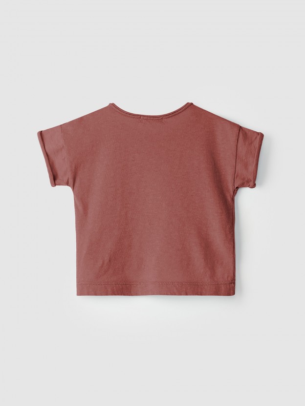 Cotton t-shirt with rolled-up sleeves