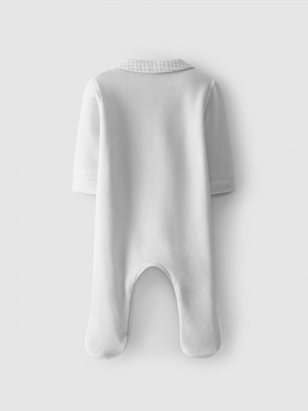 Babygrow veludo gola em bico Babygrow veludo gola em bico
