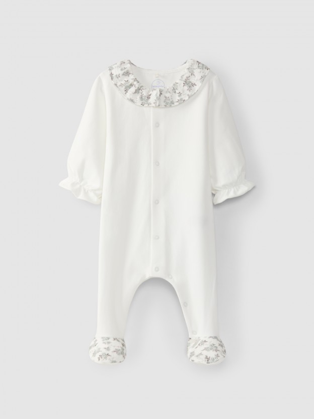 Babygrow with floral collar