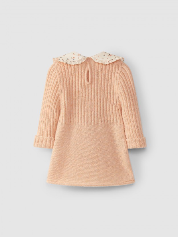 Knitted dress printed collar Knitted dress printed collar