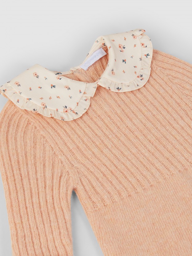 Knitted dress printed collar