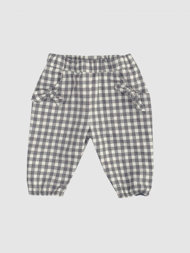 Checkered trousers with bows