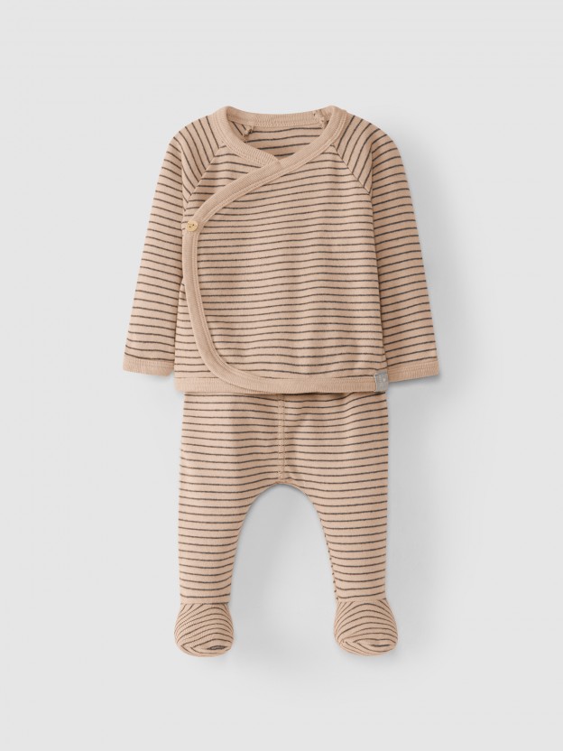 Ensemble compos dun pull et dun pantalon en maille de coton imprime