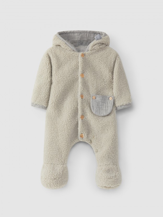 Fur snowsuit with hood