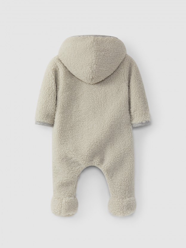 Fur snowsuit with hood