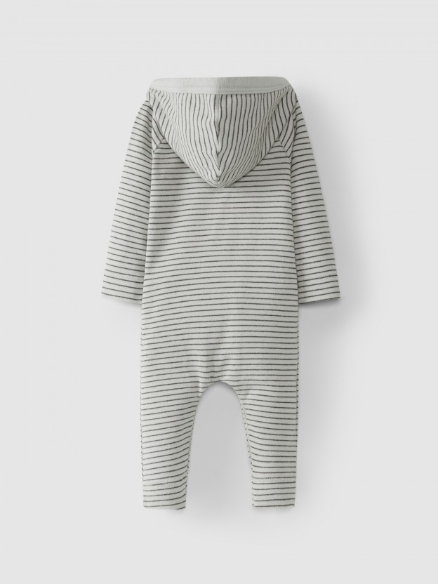 Romper printed with hood organic cotton