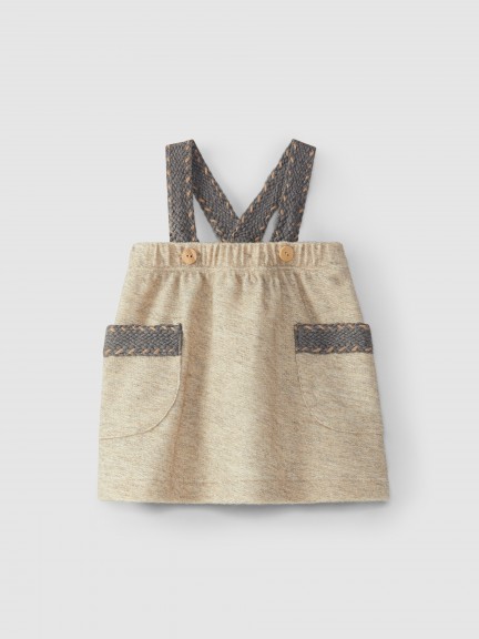 Dungaree skirt with pockets in wool plush