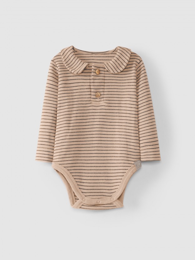 Bodysuit round neck in organic cotton