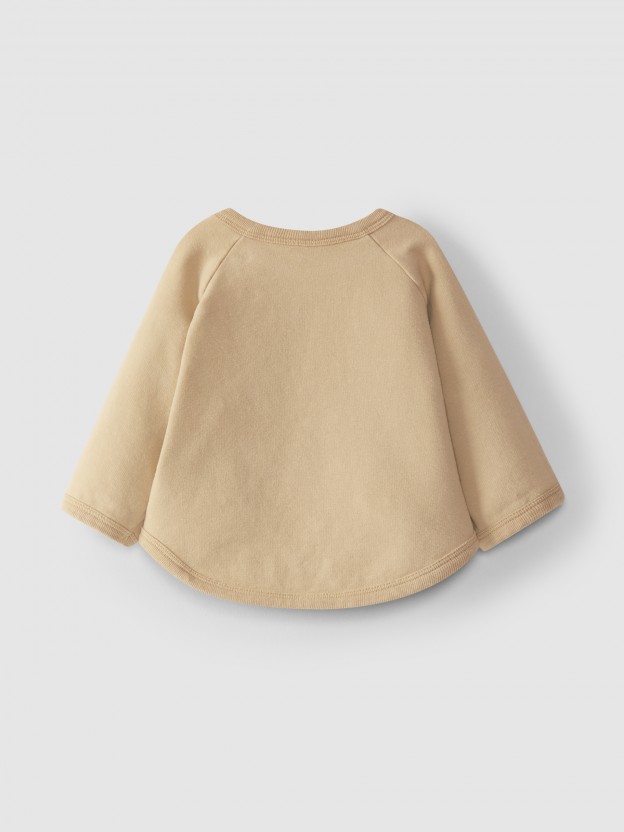 Sweater in plush with double gauze