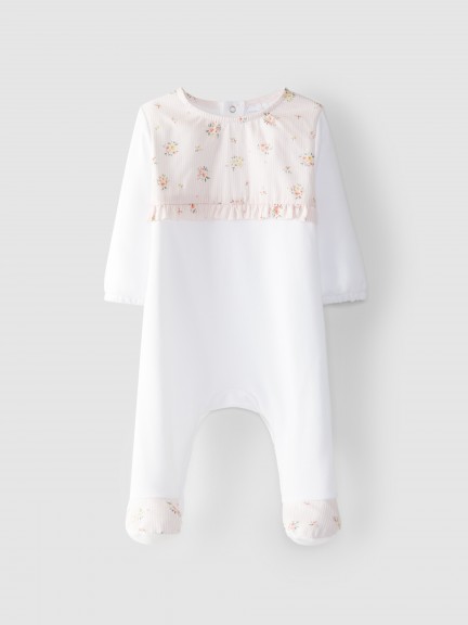 Striped babygrow with flowers