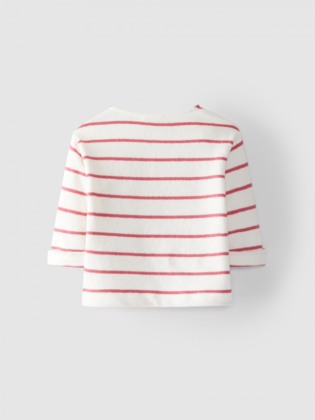Camiseta de manga larga a rayas de algodón orgánico