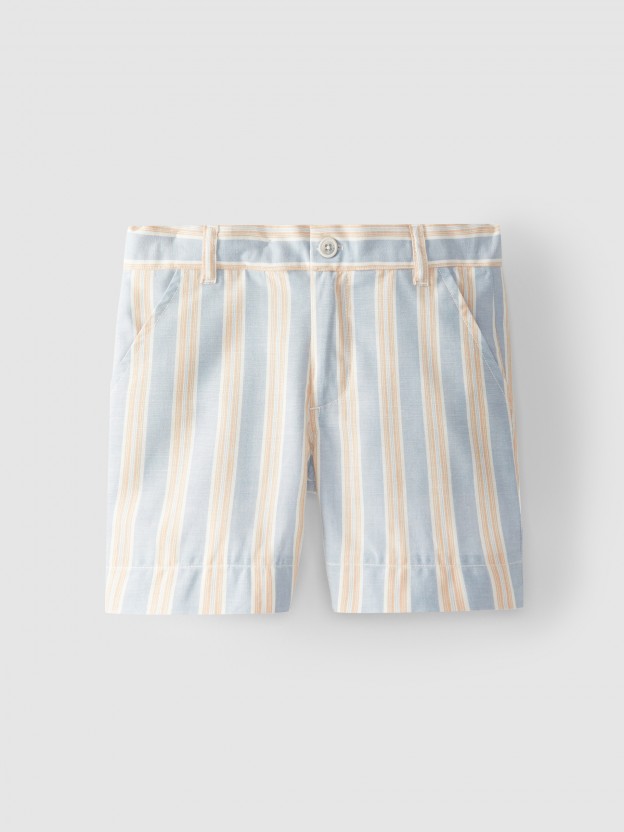 Pantalón corto rayas con tres bolsillos