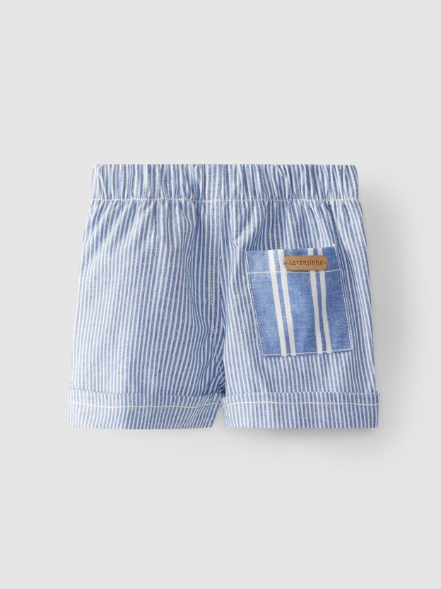Striped shorts with drawstring