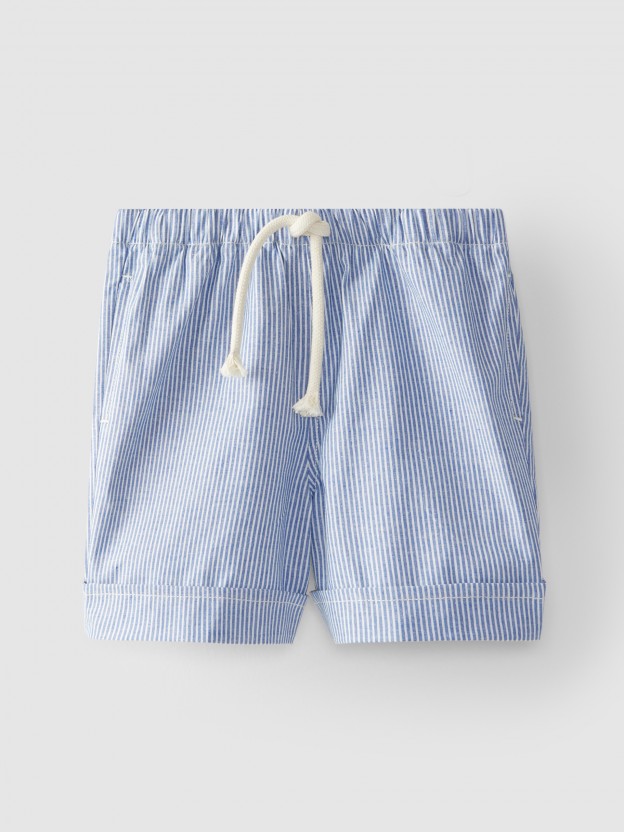 Striped shorts with drawstring