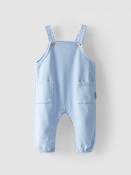 Plush fabric dungarees with pockets