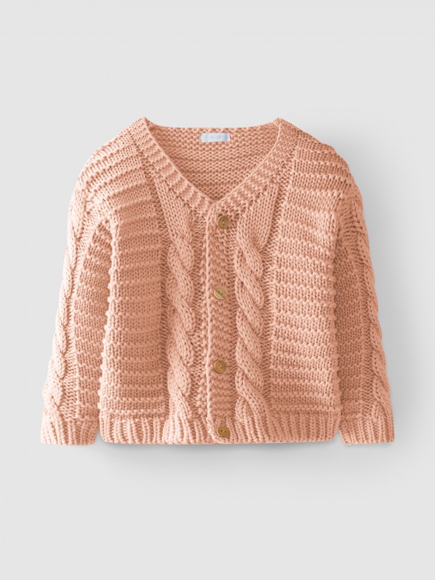 Knitted braided cardigan
