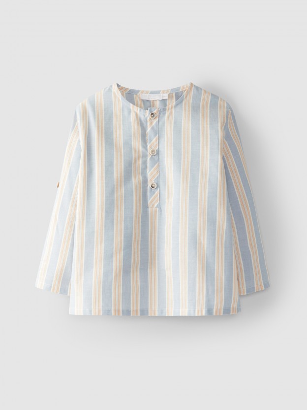Shirt mandarin collar stripes