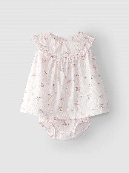 Dress with striped diaper cover with flowers